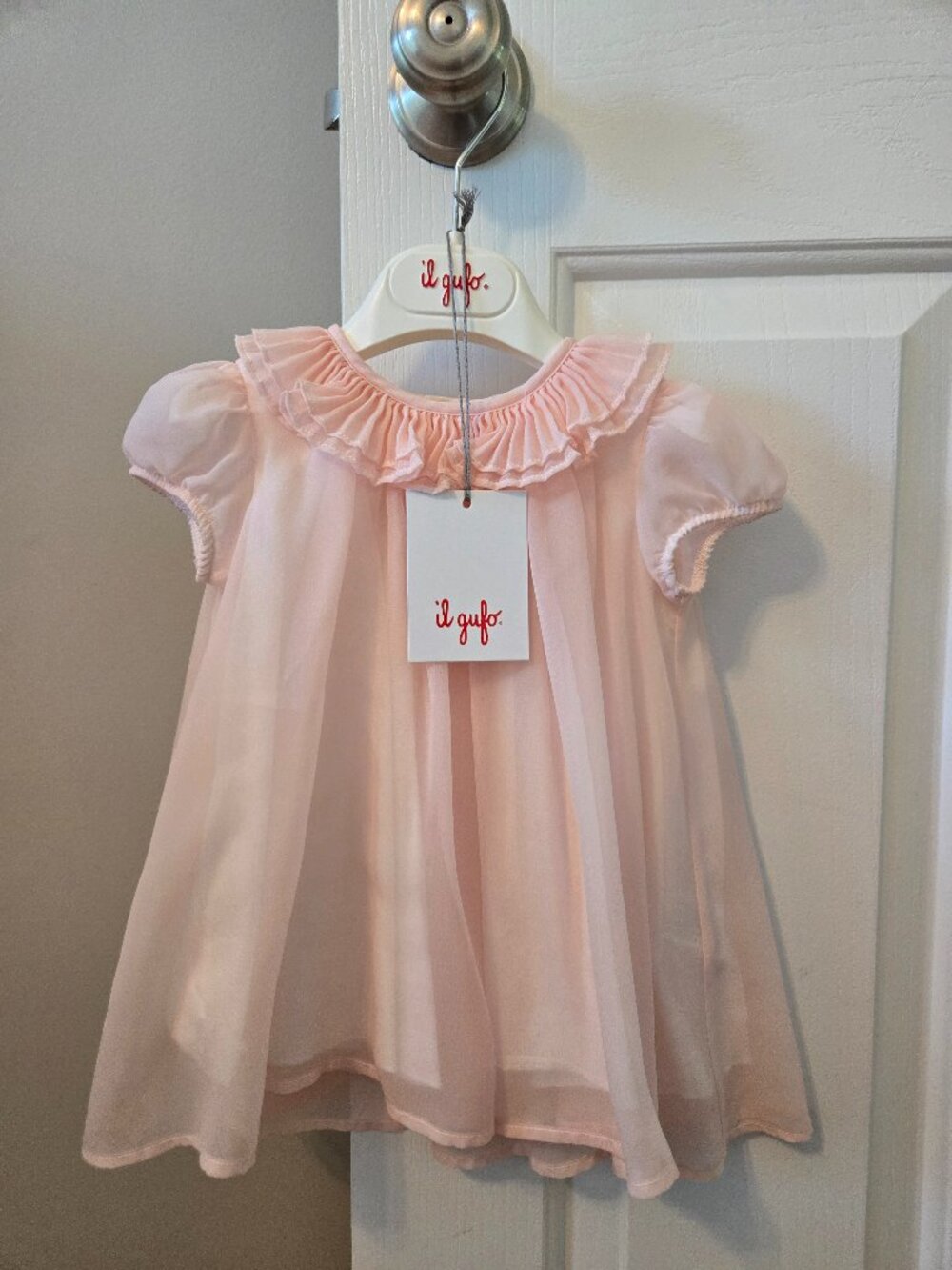 Girls pink il gufo size 9 months dress